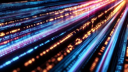 Leinwandbilder - Colorful flowing lines in a modern digital space representing speed and innovation in technology : Generative AI