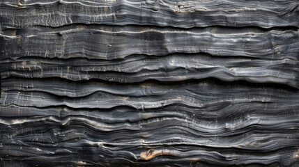 Poster - Textured black wood with wavy patterns creates striking visual effect. natural lines and grooves add depth and interest, making it suitable for various design applications