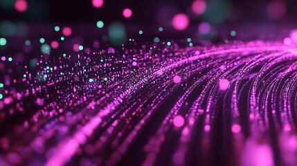 Poster - Mesmerizing wave of colorful light particles swirling in shades of purple and teal : Generative AI