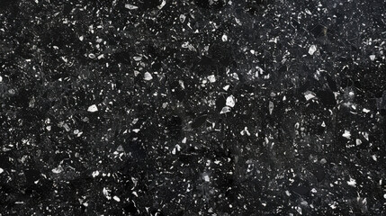 Poster - Black terrazzo surface with white and green chips, ideal for modern design