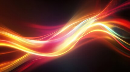 Aufkleber - Radiant Energy Waves: Abstract Light Trails on Dark Background