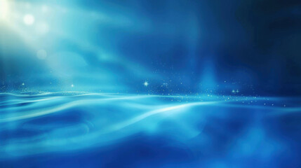 Wall Mural - serene blue ocean scene with gentle waves and sparkling light creates tranquil atmosphere. soft gradients and reflections evoke sense of calm and peace