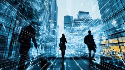 Leinwandbilder - Silhouette of a person surrounded by an energetic burst of digital data representing technology and innovation : Generative AI