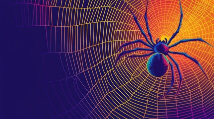 Aufkleber - Spider web art installation urban gallery digital artwork colorful environment close-up view abstract concept