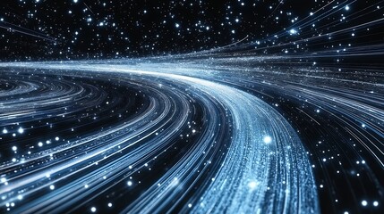 Leinwandbilder - Stunning abstract light trails moving swiftly through a cosmic landscape creating a mesmerizing visual effect : Generative AI