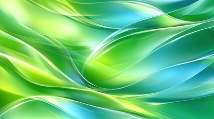 Poster - Abstract Green and Blue Swirling Background with Luminous Highlights