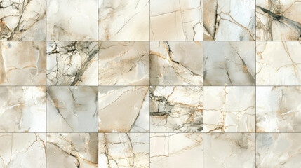 Poster - Elegant marble texture with intricate veining and soft colors, perfect for backgrounds or interior design. This high quality surface showcases blend of cream, beige, and gray tones