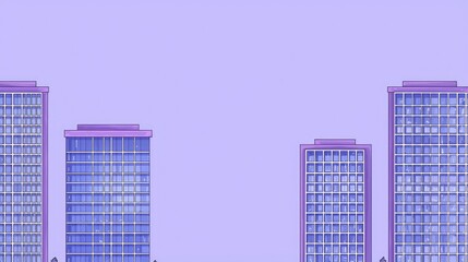 Wall Mural - Purple city skyline, buildings, day, minimalist art, website banner