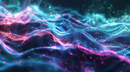 Poster - vibrant abstract representation of flowing waves in pink and blue hues, creating sense of movement a