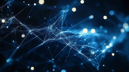 Aufkleber - Stunning digital abstract pattern featuring glowing lines and dots in shades of blue : Generative AI