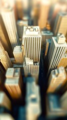 Poster - High-angle view of modern skyscrapers highlighting intricate designs and city streets below : Generative AI
