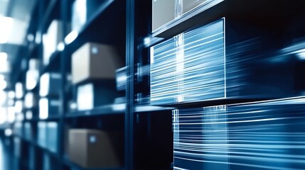Aufkleber - Efficient Warehouse Management with Dynamic Shelving and Fast-Paced Packaging Process : Generative AI