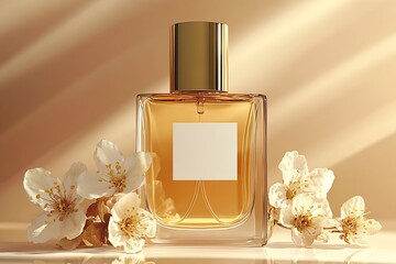 Poster - Stylish perfume bottle adorned with flowers reflecting sophistication and modern beauty : Generative AI