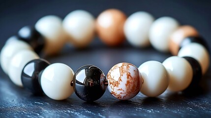 Poster - Elegant and Colorful Beaded Bracelet with Various Distinct Gemstone Shapes and Textures : Generative AI