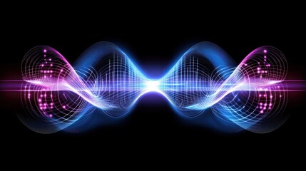 Poster - Abstract light wave design with blue and purple colors on black background