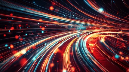Leinwandbilder - Dynamic Light Trails Creating a Vivid Abstract Background with Stunning Colors and Energy : Generative AI