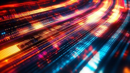 Poster - Energetic flowing lines and luminous dots in an abstract technology background creating a sense of speed and motion : Generative AI