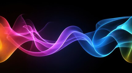 Poster - Vibrant Wave of Light: Abstract Energy Flow in a Spectrum of Colors