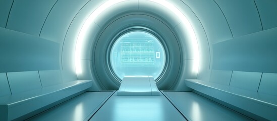 Poster - Advanced Medical Imaging: Modern MRI Scanner Room Interior with Technology