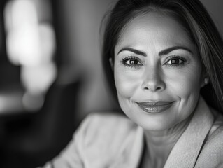 Sticker - Professional woman in suit, smiling with hands crossed.