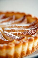 Poster - Delicious pear tart with a beautifully swirled crust dusted with powdered sugar highlighting pastry artistry : Generative AI