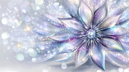 Poster - Sparkling Silver Flower: A Digital Art Masterpiece