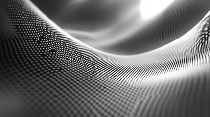 Poster - Abstract Black and White Wavy Dotted Pattern Background with Smooth Curves