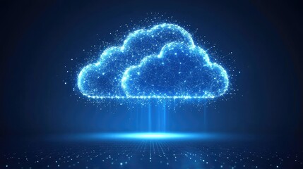 Poster - Cloud-based artificial intelligence computing with interconnected data nodes and futuristic circuits.