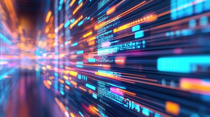 Poster - Cyber technology security visualization with encrypted AI-powered cloud-based information transfer.