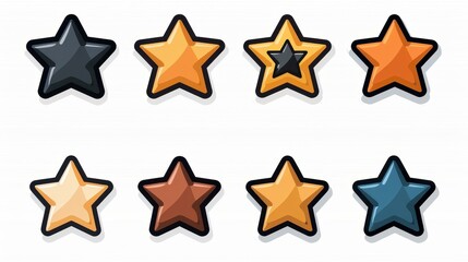 Poster - Flat design star icons in black and yellow. Simple vector illustration perfect for graphic design projects.