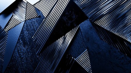 Poster - Soft gradients of black and dark blue intersect with sharp white elements, forming an intricate tapestry that invites exploration of its layered complexity