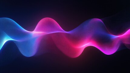 Poster - Digital neon waves in pink and blue gradients, forming a smooth abstract motion effect.