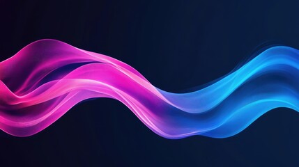 Poster - Digital neon waves in pink and blue gradients, forming a smooth abstract motion effect.