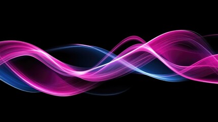 Poster - Energetic digital waves in bright pink and blue, forming a sleek, abstract futuristic design.