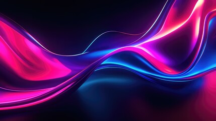 Poster - Flowing, glowing abstract waveforms in neon pink and blue, creating a high-tech ambiance.