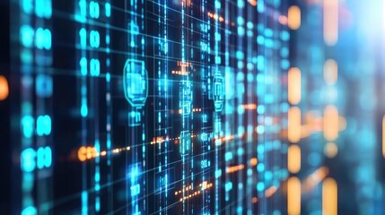 Poster - Future of banking and finance, interconnected world map glowing with secure financial data.
