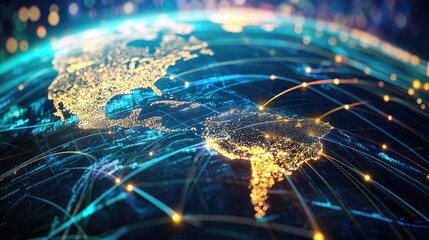 Poster - Global fintech advancement, digital economy powered by AI-driven secure payment systems.
