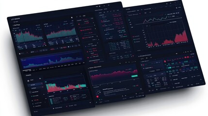 Poster - Global investment strategy interface, featuring digital market performance charts, stock trends, and AI-driven insights