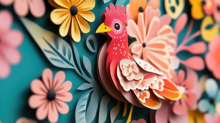Poster - A close-up of fussy cut templates for floral and chicken designs, designed for use in crafting projects, offering detailed patterns for creativity.