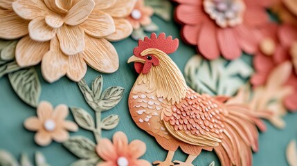 Poster - A close-up of fussy cut templates for floral and chicken designs, designed for use in crafting projects, offering detailed patterns for creativity.