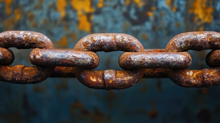 Aufkleber - A close-up shot of an old, rusty chain dangling from a corroded metal surface, capturing the theme of neglect and decay.