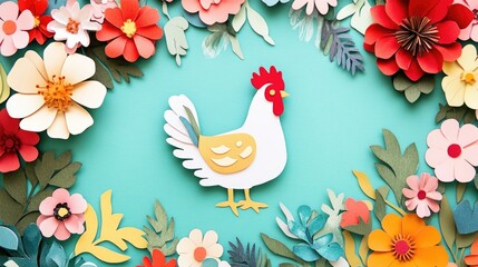 Poster - A collection of fussy cut templates featuring flowers and chicken designs, perfect for craft projects, laid out for an easy and creative crafting experience.