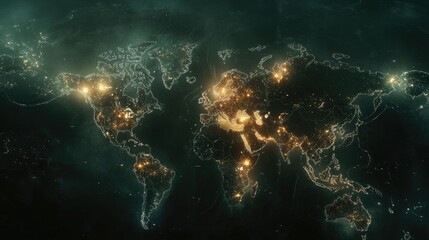 Poster - Seamless banking connectivity, high-speed global transactions visualized on a digital world map.