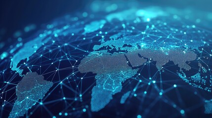 Poster - Secure blockchain finance, digital nodes interlinked across a global payment network.