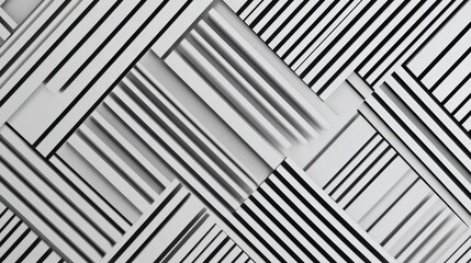 Poster - Monochrome Geometric Abstraction: A Modern Striped Pattern Composition