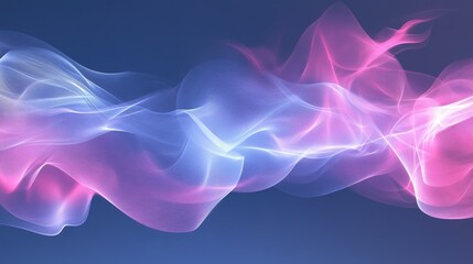 Poster - Smooth tech-inspired light trails in blue and pink hues, forming a fluid abstract background.