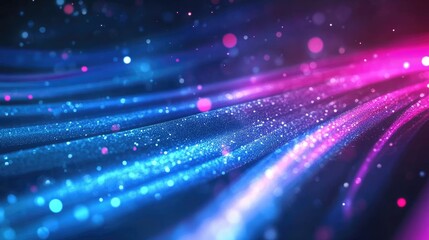 Poster - Smooth tech-inspired light trails in blue and pink hues, forming a fluid abstract background.