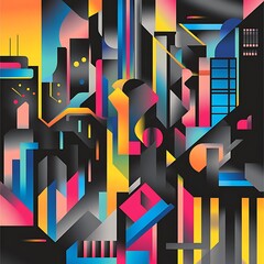 Canvas Print - Abstract futuristic city skyline