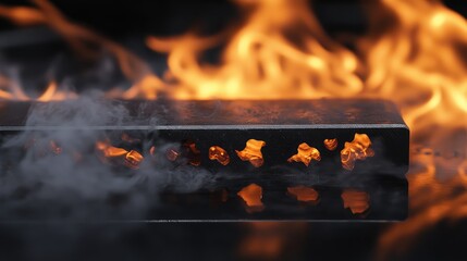 Poster - A hot metal billet being molded with flames and intense heat in the background, showcasing the power and precision of the industrial process.