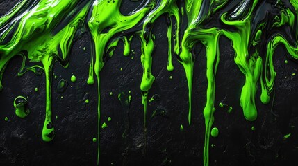 Aufkleber - A neon green and black goo texture with dripping forms, creating an eerie and toxic appearance, evoking monster slime or poisonous fluids.